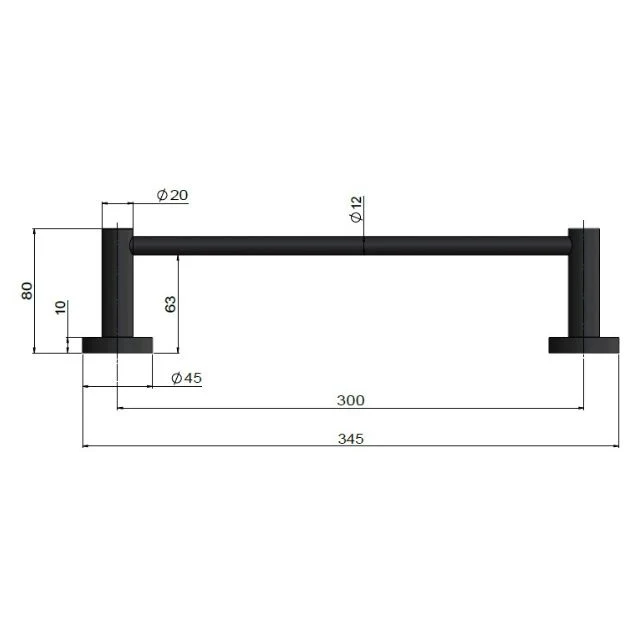 Meir Round Single Towel Rail 300mm Shadow - Image 3