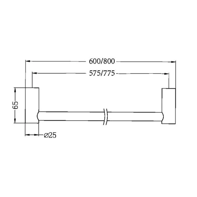 Nero New Mecca Single Towel Rail 600mm Brushed Nickel - Image 4
