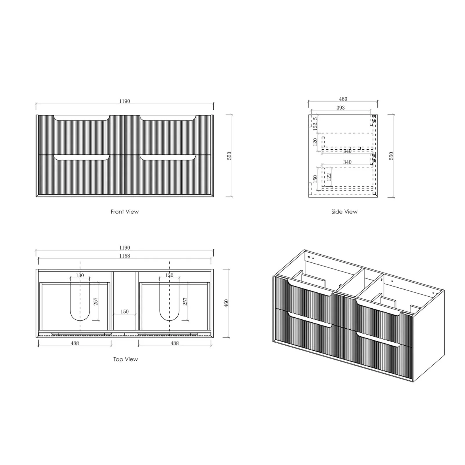 Otti Byron Fluted Woodland Oak Wall Hung Vanity with Cloudy Carrara Top - Image 13
