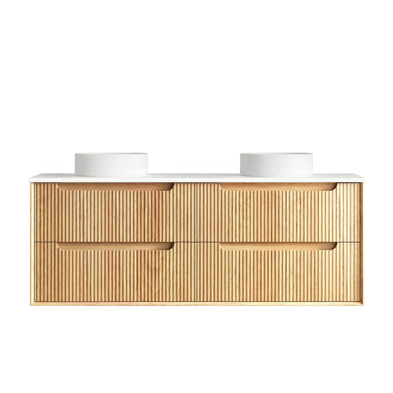 Otti Byron Fluted Woodland Oak Wall Hung Vanity with Pure White Top - Image 12