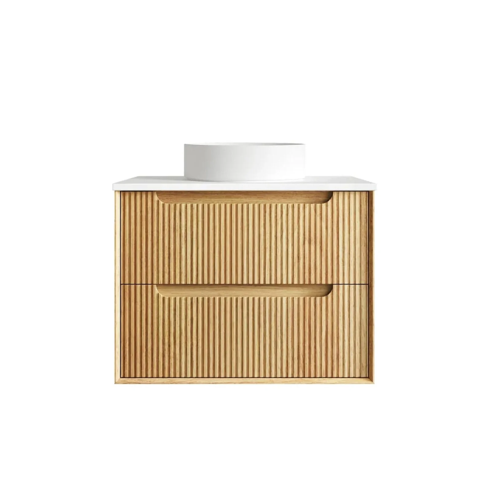 Otti Byron Fluted Woodland Oak Wall Hung Vanity with Pure White Top - Image 8