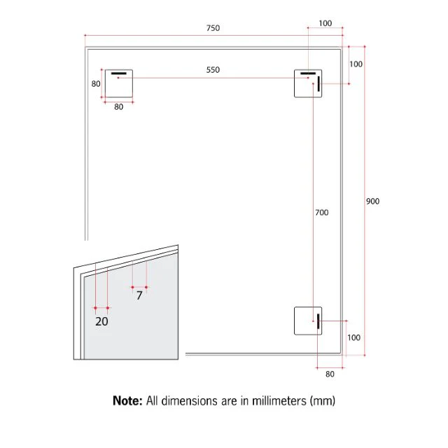 Thermogroup Rectangular Gold Framed Mirror - Image 6